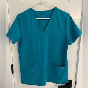 FIGS TEAL 3 Pocket Casma Top - Size Small - EUC